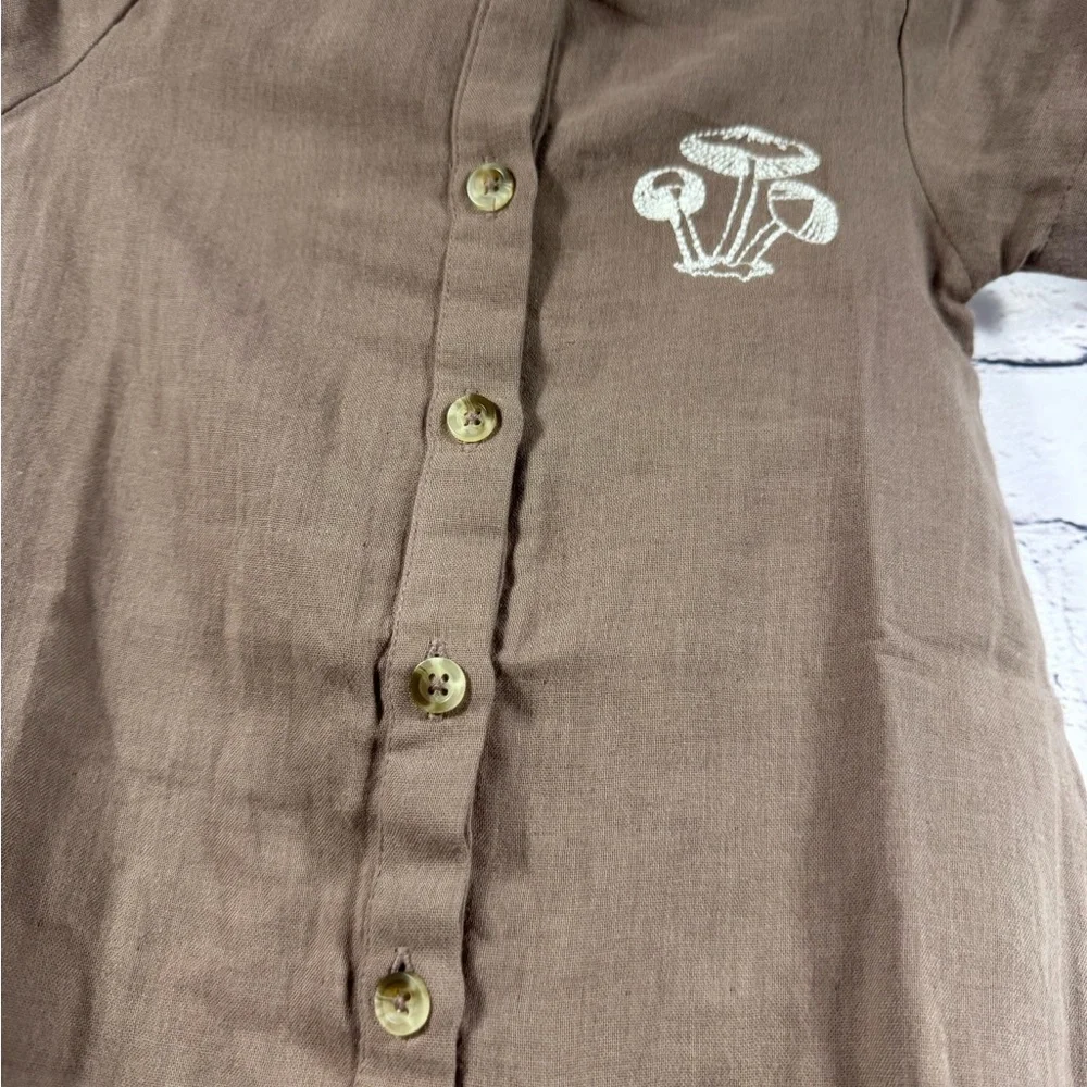 Kate Quinn Brown Kids Romper with Mushroom Design